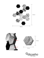 SET ESPEJOS HEXÁGONOS 14 PZAS CON BASE DE PAROTA